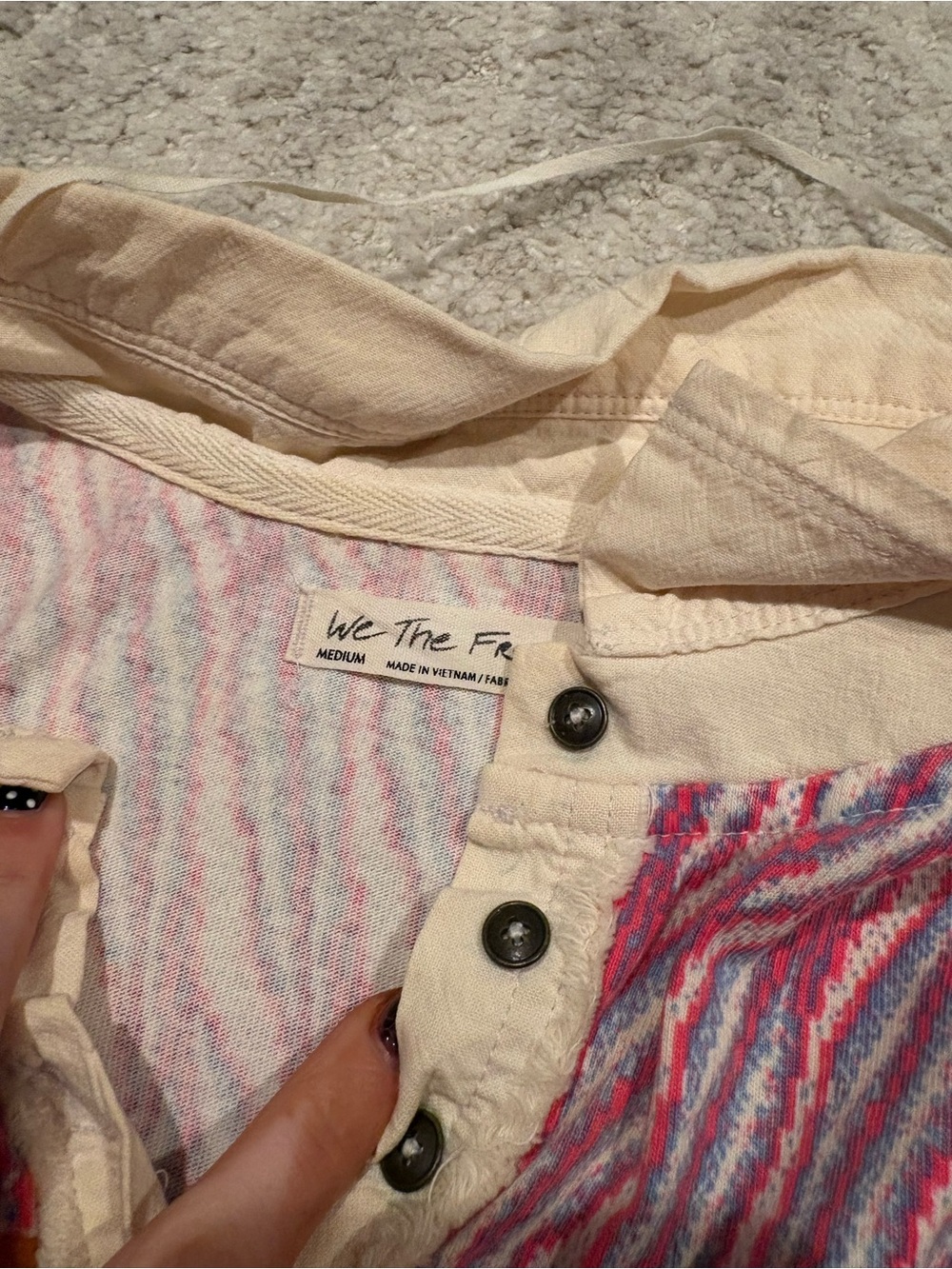 Free People Cropped Rugby Shirt in Lavender, Light Blue, Orange, Cream - Picture 5 of 5